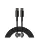 Baseus Tungsten Gold USB-C / USB-C gyorstöltő töltő- és adatkábel, 2m, fekete