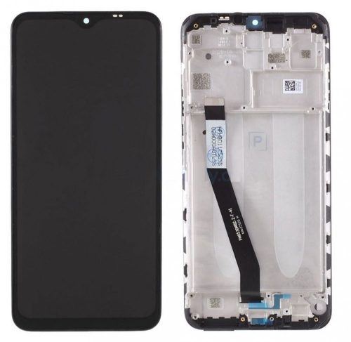 Xiaomi Redmi 9 kompatibilis LCD modul kerettel, OEM jellegű, fekete, Grade S+