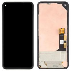   Google Pixel 5 kompatibilis LCD modul kerettel, OEM jellegű, fekete, Grade S+