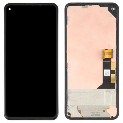 Google Pixel 5 kompatibilis LCD modul kerettel, OEM jellegű, fekete, Grade S+