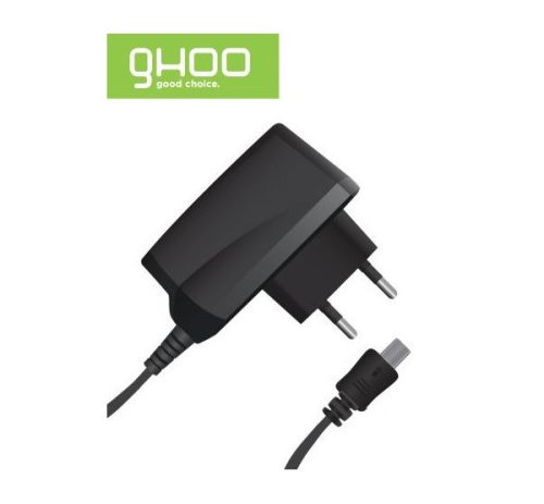 Ghoo hálózati töltő miniUSB, 1A, 2W, fekete