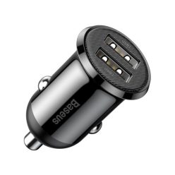   Baseus Grain Pro hálózati gyorstöltő adapter 2xUSB, 24W, fekete