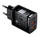 Baseus Compact gyorstöltő adapter 30W USB-C + 2XUSB-A, fekete