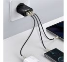 Baseus Compact gyorstöltő adapter 30W USB-C + 2XUSB-A, fekete