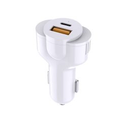   Phoner PH-CC58 autós szivargyújtó gyorstöltő, USB-C + USB, PD, 30W, fehér