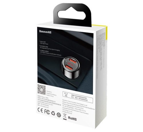 Baseus Magic autós szivargyújtó töltő 2xUSB-A QC 3.0 45W, fekete, CCMLC20A-01