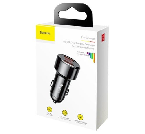 Baseus Magic autós szivargyújtó töltő 2xUSB-A QC 3.0 45W, fekete, CCMLC20A-01