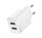 Baseus hálózati gyorstöltő 2xUSB, 10.5W, fehér