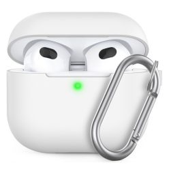   Phoner Simple Apple Airpods 3 szilikon tok akasztóval, fehér