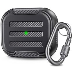   Phoner Carbon Apple Airpods Pro szilikon tok akasztóval, fekete