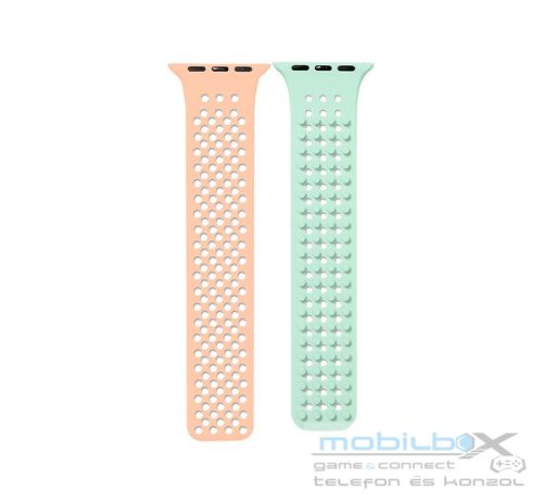 Phoner Spike Apple Watch szilikon szíj, 38/40/41mm, papya/pisztácia