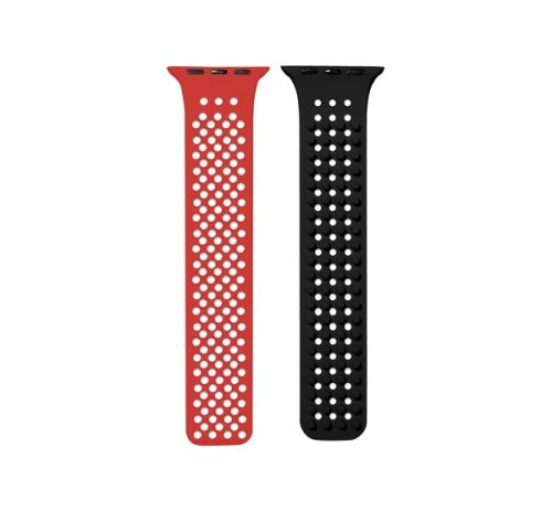 Phoner Spike Apple Watch szilikon szíj, 49/45/44/42mm, piros/fekete
