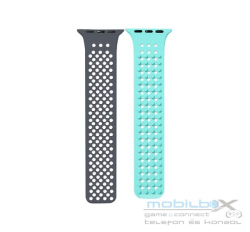 Phoner Spike Apple Watch szilikon szíj, 49/45/44/42mm, szürke/kék