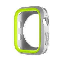 Phoner Twin Apple Watch szilikon tok, 45mm, ezüst/zöld