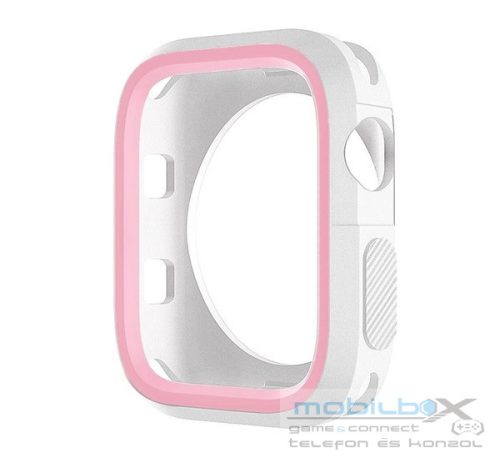 Phoner Twin Apple Watch szilikon tok, 41mm, fehér/rózsazsín