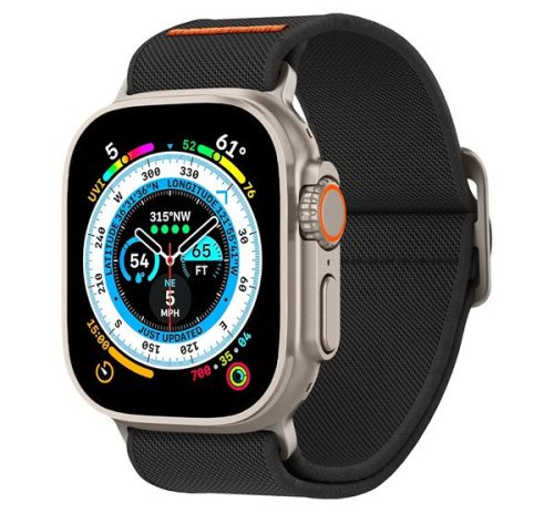 Spigen Lite Fit Ultra Apple Watch Ultra 3 / 2 / 1 49mm / 10 /  9 / 8 / 7 45mm / SE / 6 / 5 / 4 44mm / 3 / 2 / 1 42mm szövet szíj, fekete