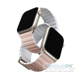   Uniq Revix Premium mágneses szilikon szíj Apple Watch 42/44/45/49mm, rózsaszín/fehér