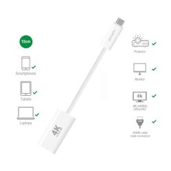 4smarts USB-C - HDMI adapter 15cm, fehér