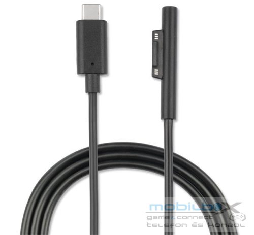 4smarts USB-C / Microsoft Surface töltőkábel, 5A, 1m, fekete