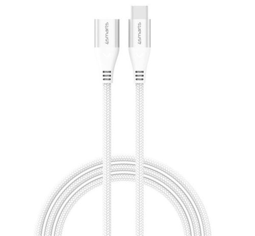 4smarts Extension USB / USB-C töltő- és adatkábel, 60W, 1.5m, fehér