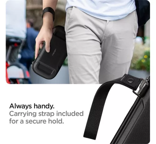 Spigen Rugged Armor Pro Nintendo Switch játékkártya tároló tok, Airtag tartóval, fekete