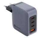 Forcell hálózati gyorstöltő 3xUSB-C + USB-A, PD + QC 4.0, 4A, 100W, kék