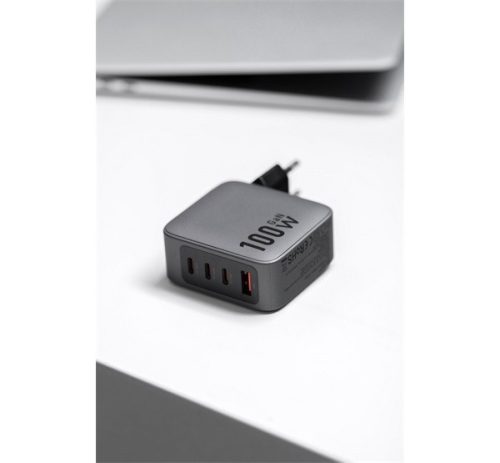 Forcell hálózati gyorstöltő 3xUSB-C + USB-A, PD + QC 4.0, 4A, 100W, kék