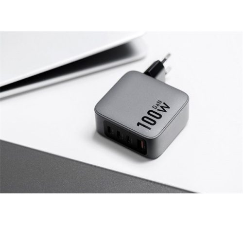 Forcell hálózati gyorstöltő 3xUSB-C + USB-A, PD + QC 4.0, 4A, 100W, kék