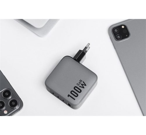 Forcell hálózati gyorstöltő 3xUSB-C + USB-A, PD + QC 4.0, 4A, 100W, kék