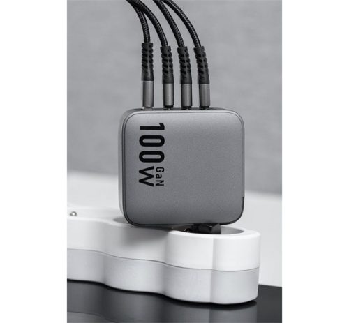 Forcell hálózati gyorstöltő 3xUSB-C + USB-A, PD + QC 4.0, 4A, 100W, kék