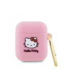 Hello Kitty Liquid Silicone 3D Kitty Head Logo AirPods 1/2 tok, rózsaszín
