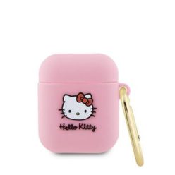   Hello Kitty Liquid Silicone 3D Kitty Head Logo AirPods 1/2 tok, rózsaszín