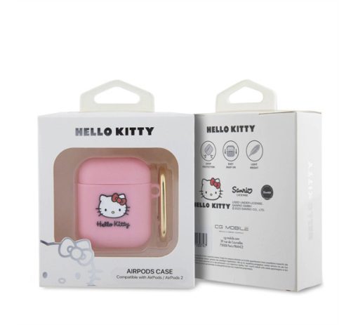 Hello Kitty Liquid Silicone 3D Kitty Head Logo AirPods 1/2 tok, rózsaszín