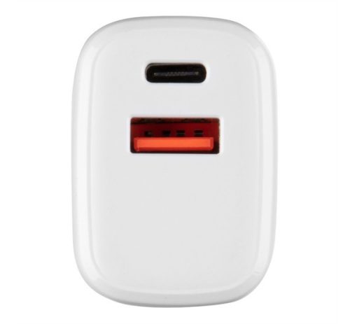 Tactical Base Plug Dual gyorstöltő adapter USB-A+ USB-C, 20W,fehér
