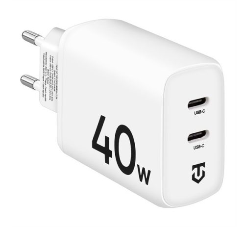 Tactical Base Plug Dual gyorstöltő adapter 2xUSB-C, 40W,fehér