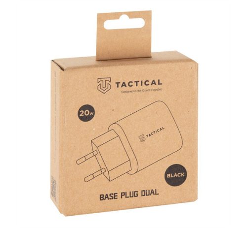 Tactical Base Plug Dual gyorstöltő adapter USB-A+ USB-C, 20W, fekete