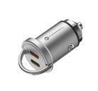 Forcell F-energy Mini autós szivargyújtó töltő 2xUSB-C, PD, 30W, ezüst