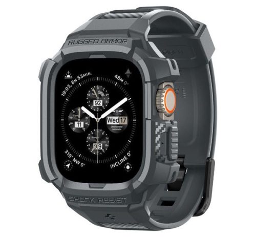 Spigen Rugged Armor Pro Apple Watch Ultra 3 / 2 / 1 49mm tok / szíj, sötétszürke