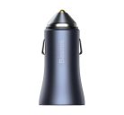 Baseus Golden Contactor Pro autós szivargyújtó töltő, USB-A + USB-C, QC4.0, PD, SCP, 40W, szürke