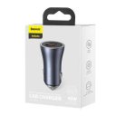 Baseus Golden Contactor Pro autós szivargyújtó töltő, USB-A + USB-C, QC4.0, PD, SCP, 40W, szürke