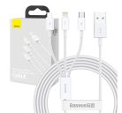 Baseus Superior Series 3in1 töltő- és adatkábel, USB / microUSB / USB-C / Lightning, 3,5 A, 1,2 m, fehér