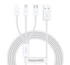 Baseus Superior Series 3in1 töltő- és adatkábel, USB / microUSB / USB-C / Lightning, 3,5 A, 1,2 m, fehér