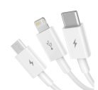 Baseus Superior Series 3in1 töltő- és adatkábel, USB / microUSB / USB-C / Lightning, 3,5 A, 1,2 m, fehér