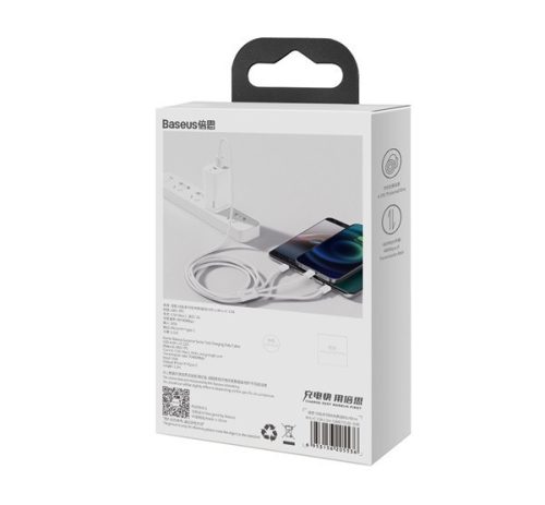 Baseus Superior Series 3in1 töltő- és adatkábel, USB / microUSB / USB-C / Lightning, 3,5 A, 1,2 m, fehér