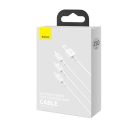 Baseus Superior Series 3in1 töltő- és adatkábel, USB / microUSB / USB-C / Lightning, 3,5 A, 1,2 m, fehér