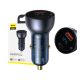 Baseus autós szivargyújtó töltő digitális kijelzővel, USB-A + USB-C, QC3.0+PD, 5A, 65W, fekete