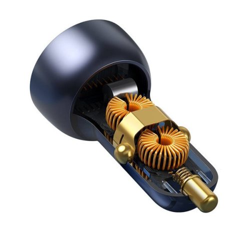 Baseus autós szivargyújtó töltő digitális kijelzővel, USB-A + USB-C, QC3.0+PD, 5A, 65W, fekete