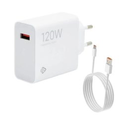   Xiaomi MDY-14-EE GaN USB-A- USB-C hálózati töltő adapter + adatkábel,120W, 6A, fehér