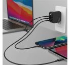Energea Travelite GAN66 1xUSB-A/ 2xUSB-C utazó gyorstöltő adapter, (PD-PPS-QC 3.0) 66W, fekete (US/EU)