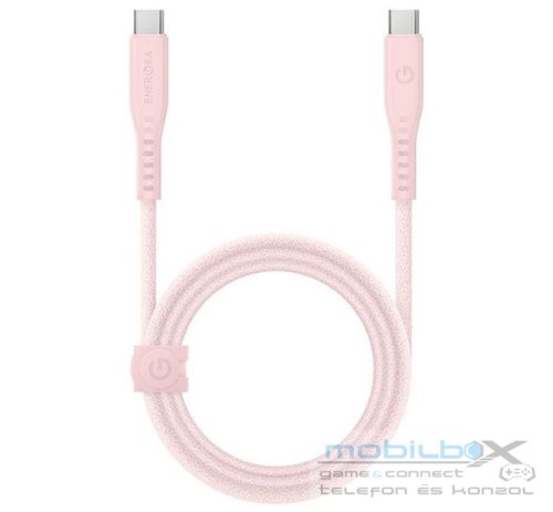 Energea kabel Flow USB-C / USB-C szövet gyorstöltő- és adatkábel, 1.5m, 240W, 5A, rózsaszín